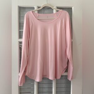 Ideology Women’s XXL Pink Long Sleeve Step-Hem Lightweight Athletic Top
